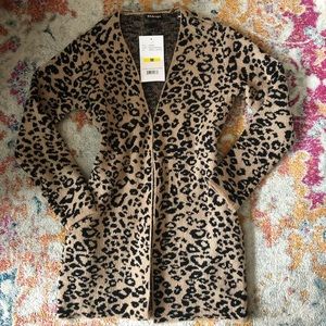 Leopard Animal Print Long Sleeve Knit Cardigan